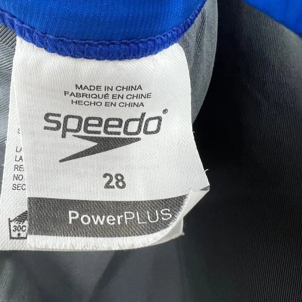 Speedo Power Plus One Piece Swimsuit Womens 28 Blue Black Crossback Athletic - Picture 10 of 12